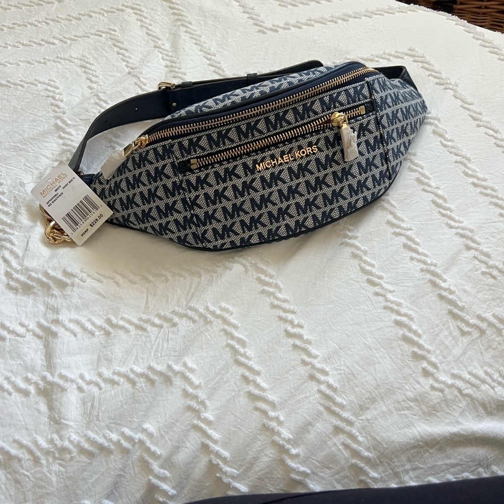 Michael Kors Blue Monogram Belt Bag